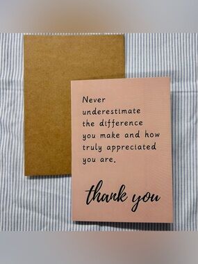 Elegant Blush Pink Thank You Card - Appreciation Greeting